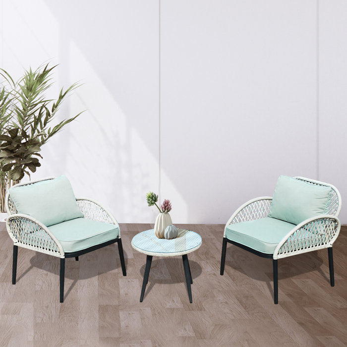 Corrigan Studio® Wicker/rattan 2 Person Seating Group With Cushions & Reviews Wayfair